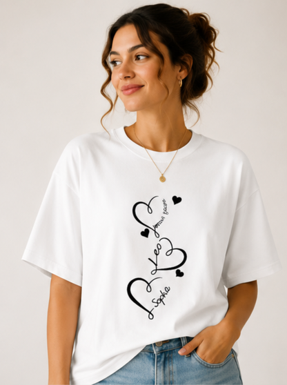 Love Hearts Typography Oversized T-Shirt (Women's)