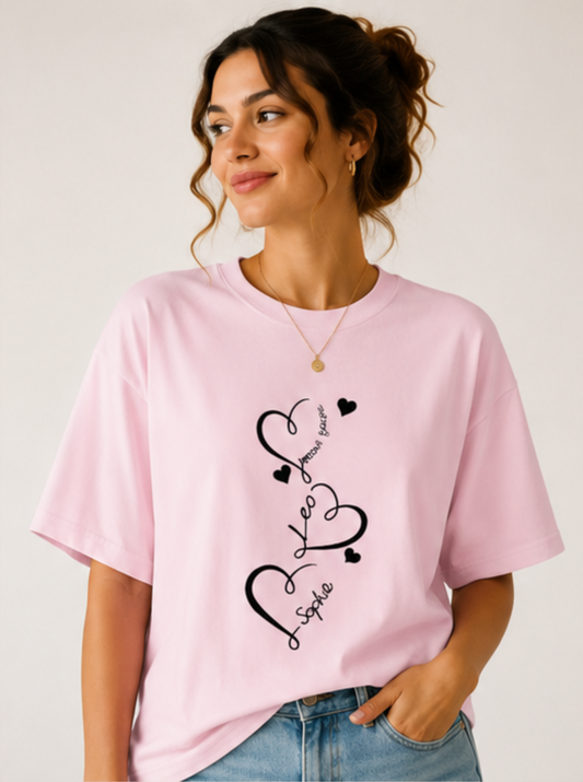 Love Hearts Typography Oversized T-Shirt (Women's)