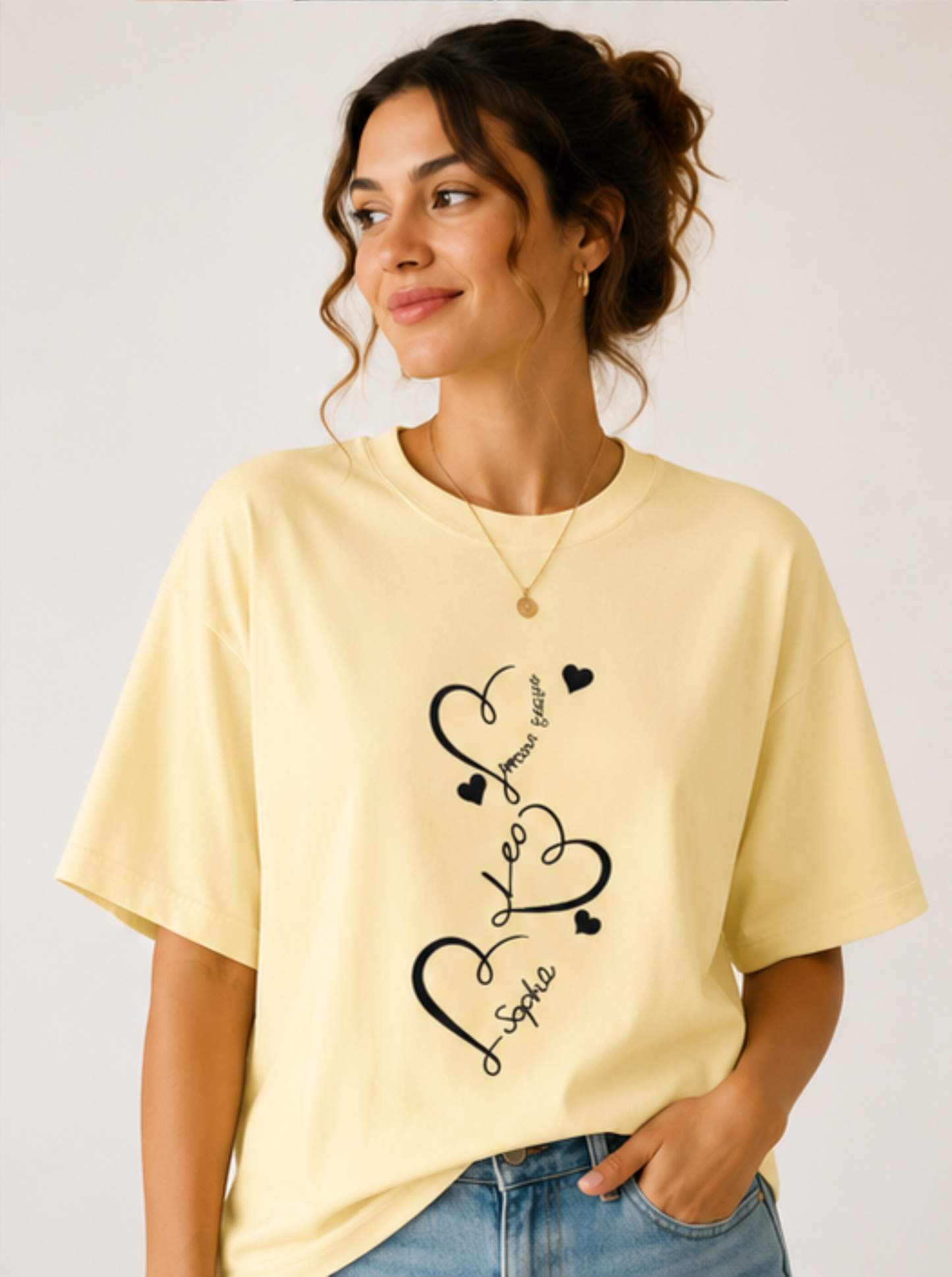 Love Hearts Typography Oversized T-Shirt (Women's)