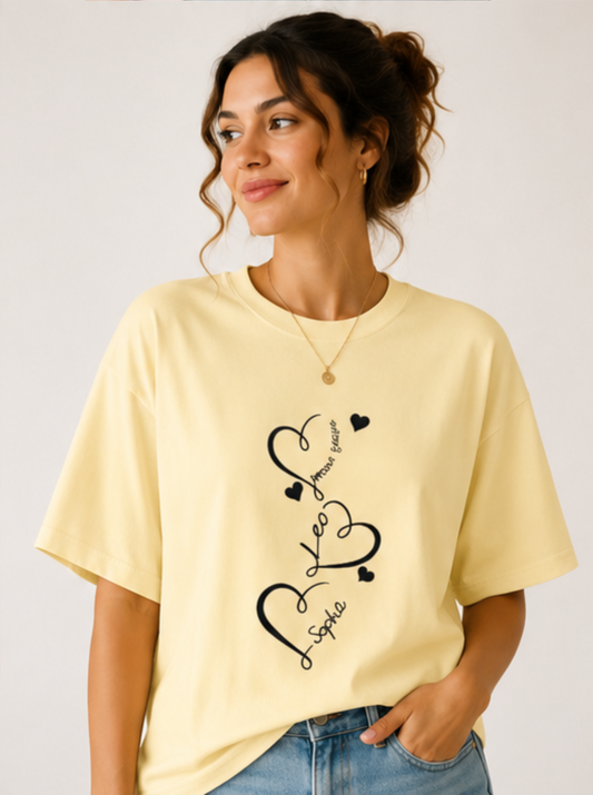 Love Hearts Typography Oversized T-Shirt (Women's)