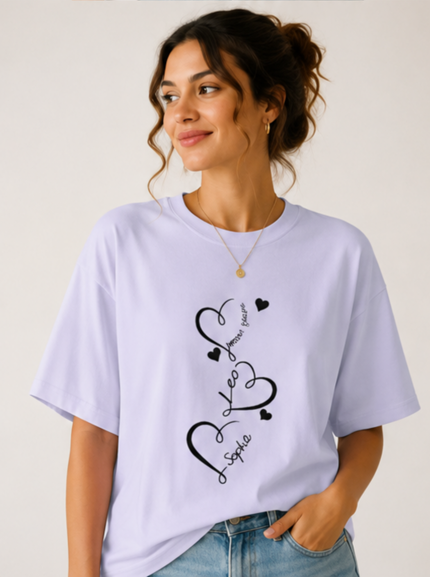 Love Hearts Typography Oversized T-Shirt (Women's)