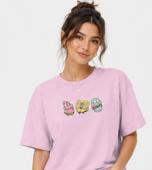 Cartoon Trio Oversized T-Shirt (Women's)