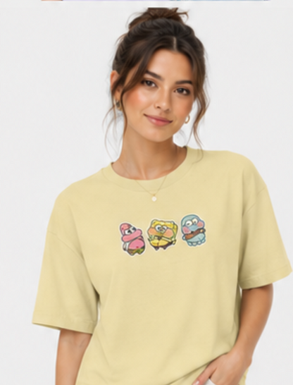 Cartoon Trio Oversized T-Shirt (Women's)